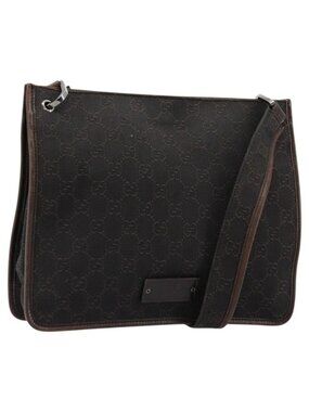 Authentic GUCCI GG Canvas Shoulder Bag Outlet Brown Silver 91762